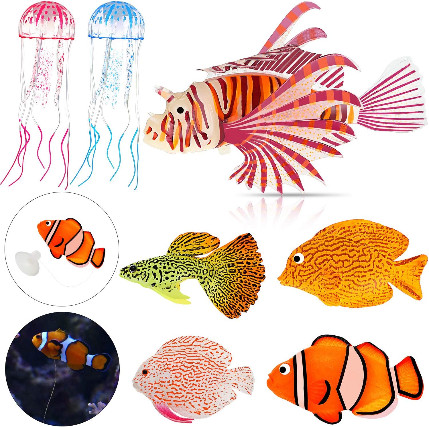 Weewooday 7 Pcs Artificial Fish Glowing Effect,Modern Color