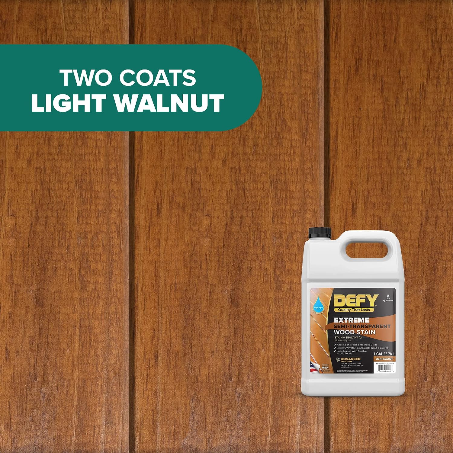 DEFY Extreme Wood Stain and Sealer in One - 1 Gallon Semi-Transparent Waterproof Coating for All Wood Types - Cedar Tone