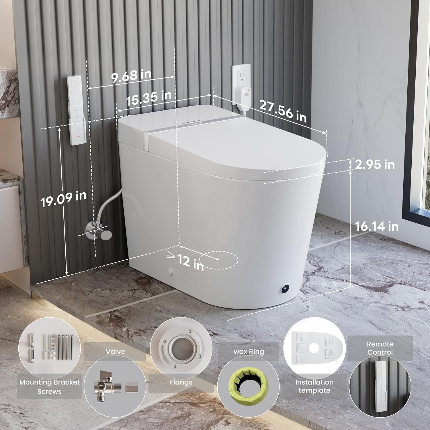 ADA Smart Toilet Bidet with Auto Open Close Heated Seat(K050Pro) | Bidet Toilet with Tank, 1000g MaP Quiet Flush, Comfort ADA Seat, Foam Shield, Dryer, Foot Sensor, Auto & Blackout Flush
