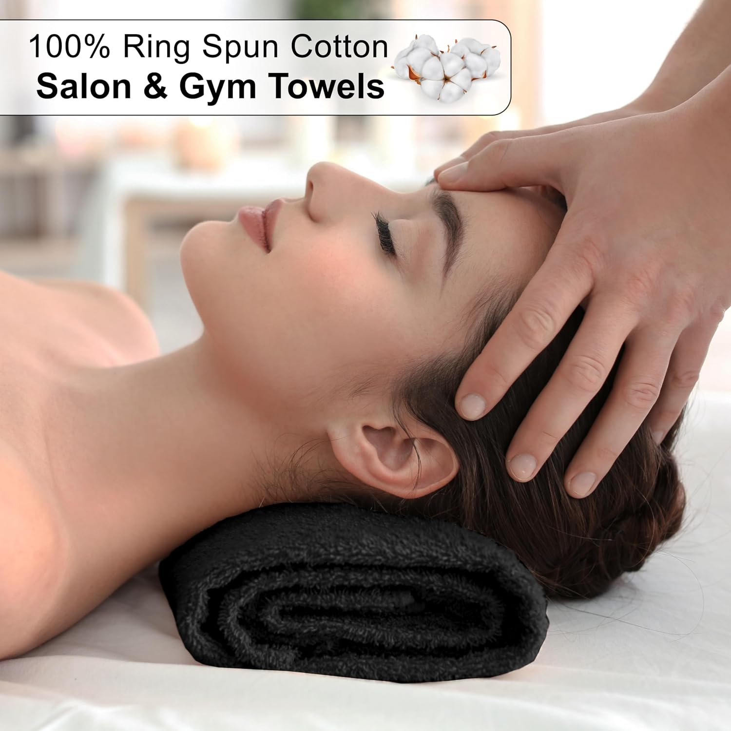 ZOYER Cotton Salon Towels - Gym Towel - Hand Towel - (24 Pack, Black) Not Bleach Proof -15 inches x 25 inches - Ring Spun-Cotton