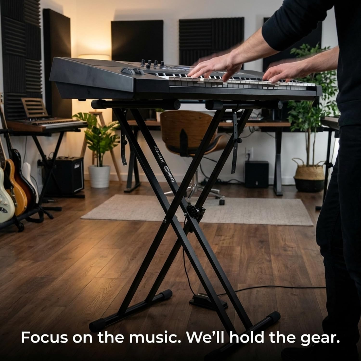 RockJam RJX29 Adjustable X Frame Keyboard Stand with Locking Straps