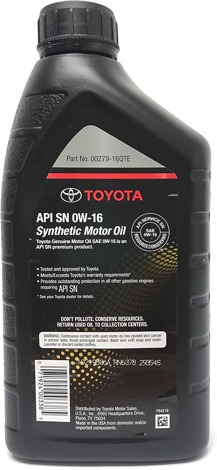 Genuine Genuine Toyota 0W16 Synthetic Oil 1qt 00279-16QTE