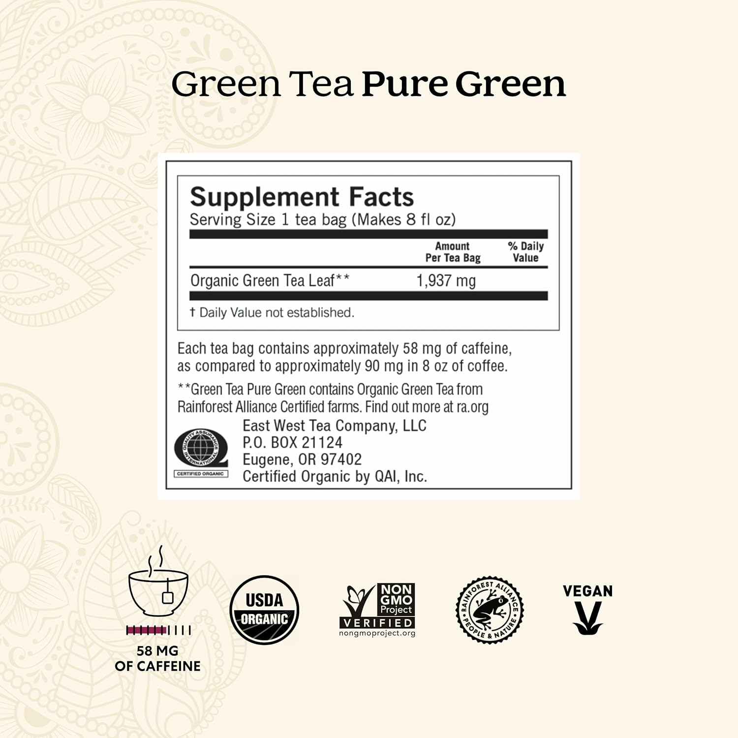 Yogi Pure Green Tea, 16 Tea Bags (6 Pack) | Organic Green Tea That Supports Overall Health and Provides Antioxidants