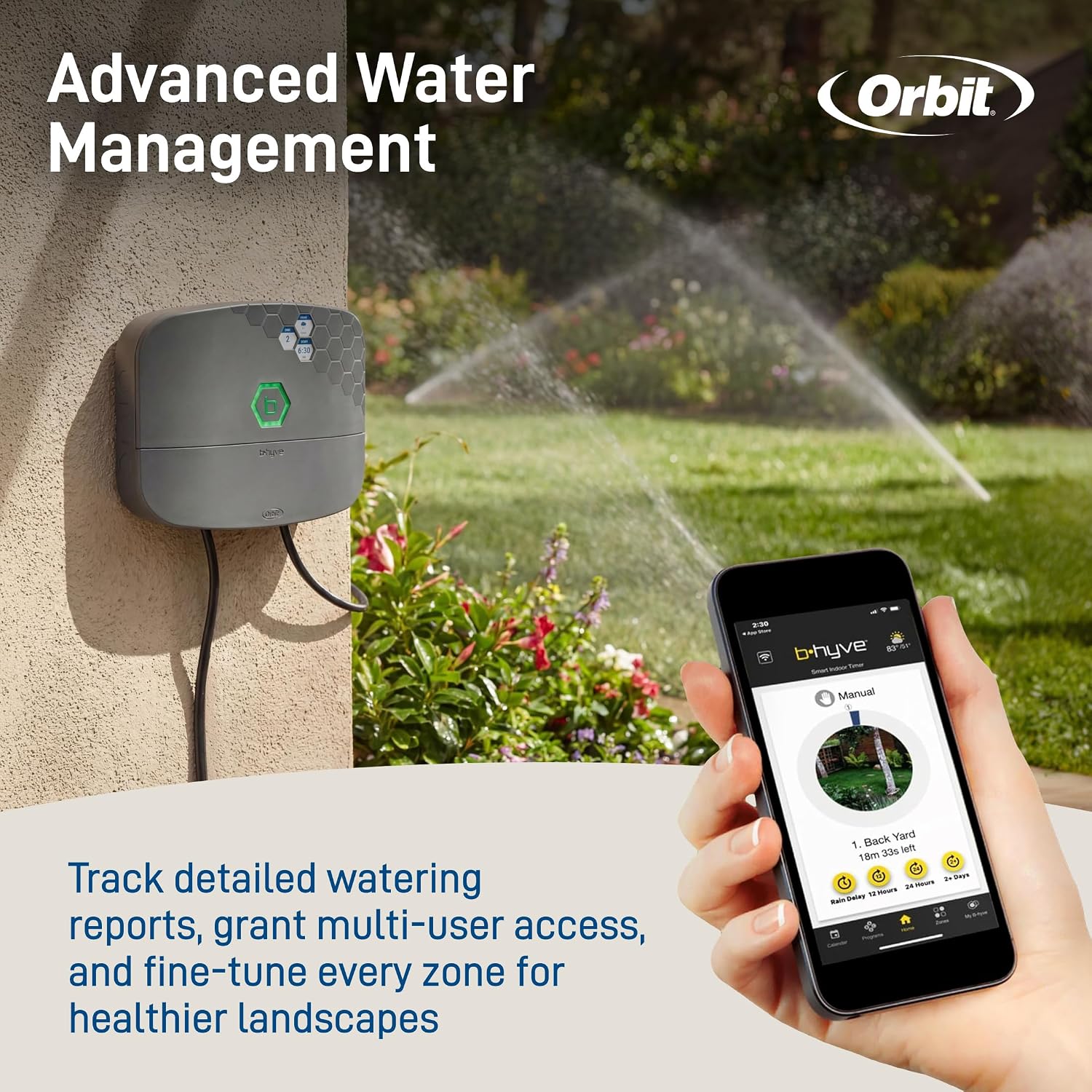 Orbit B-hyve XR Smart Sprinkler Timer - 8-Zone - WiFi-Enabled Indoor/Outdoor Irrigation Controller - App Control - Weatherproof Watering System