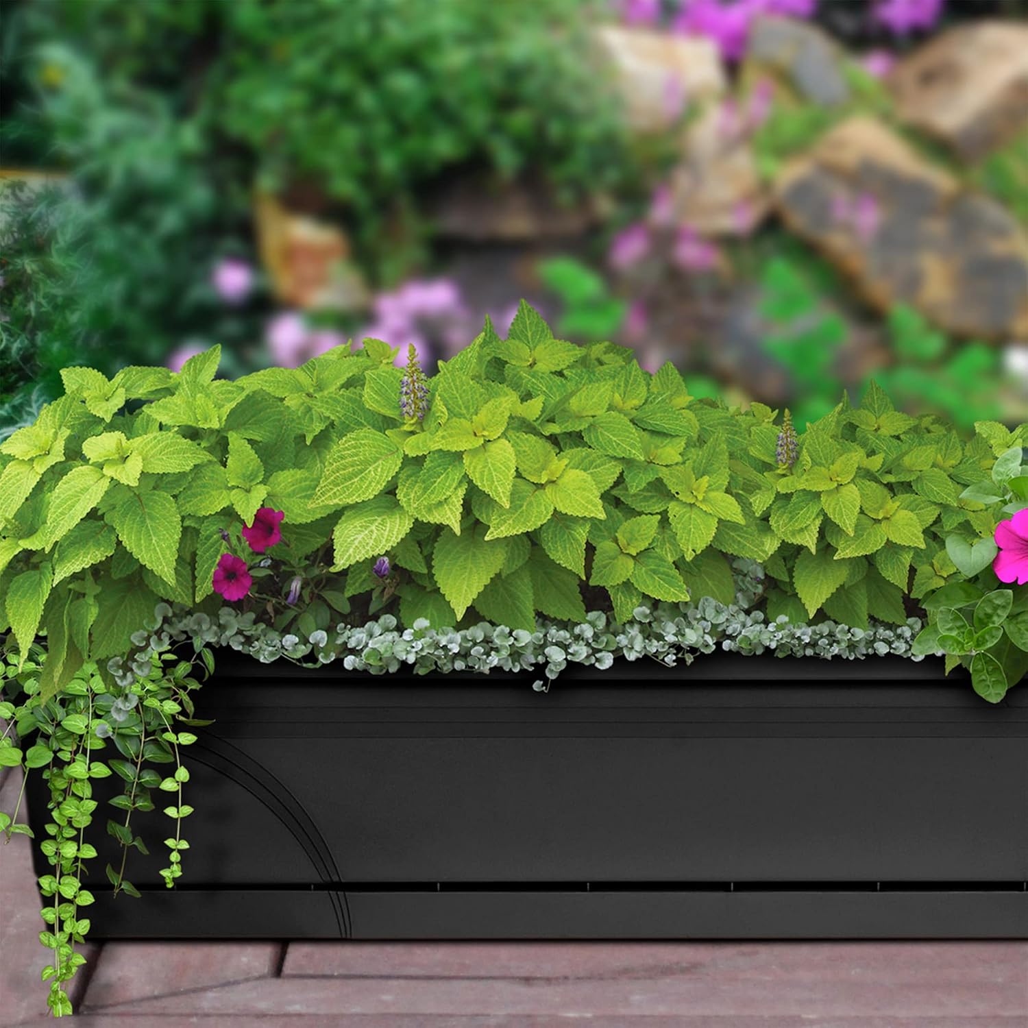 Southern Patio Rectangular Garden Box Planters, Black, 36 x 8 Inch, 2 Pack