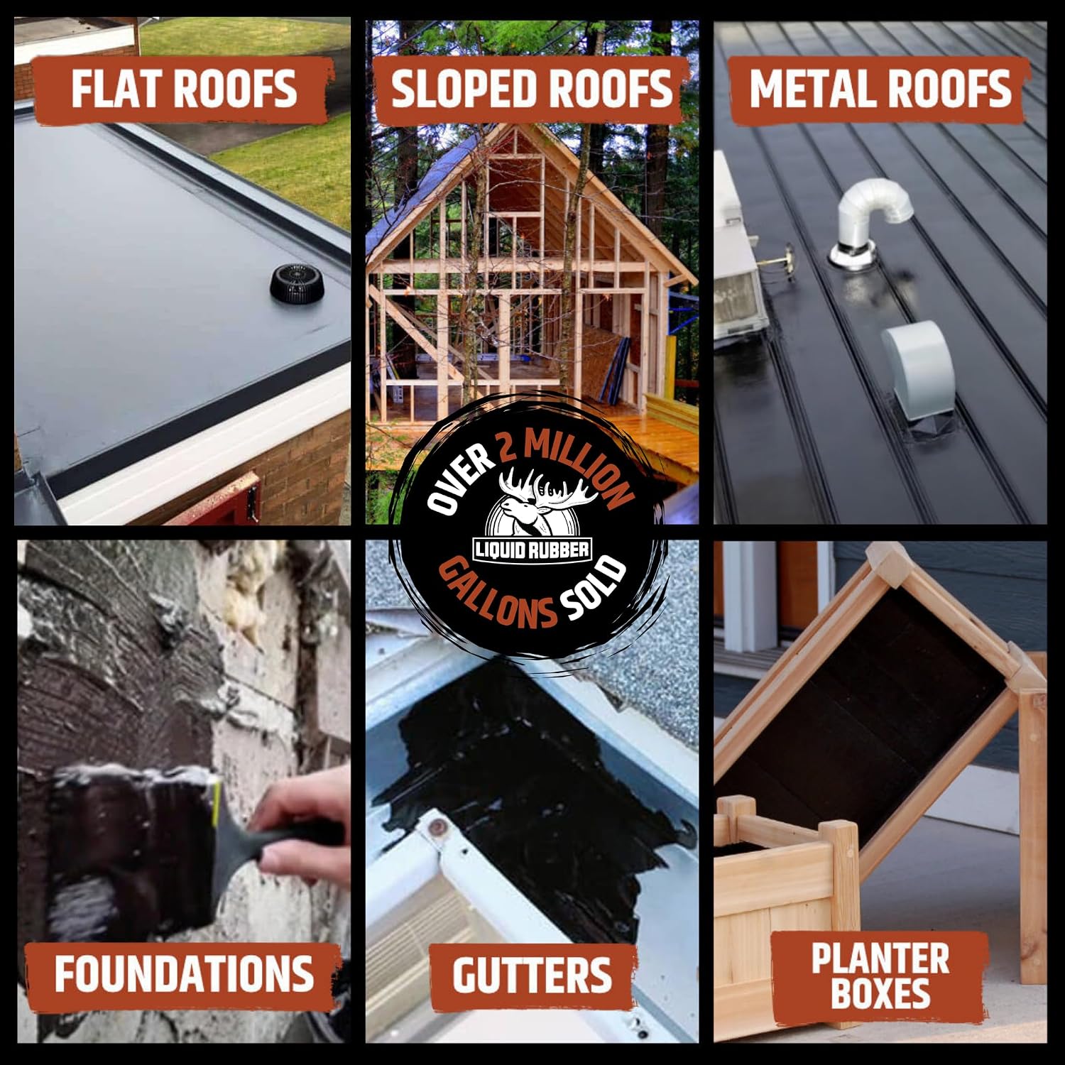 Liquid Rubber Waterproof Sealant - Roof & Gutter Coating, Black, 1 Quart | DIY Leak Repair Coating, Flexible Elastomeric Waterproofing Membrane for Flat & Low-Slope Roofs, Gutters, Concrete, Plywood