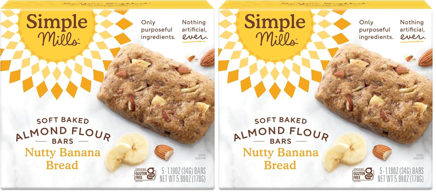 Simple Mills Soft Baked Dark Chocolate Almond Flour Bars, 5 ct, 1.19 oz each