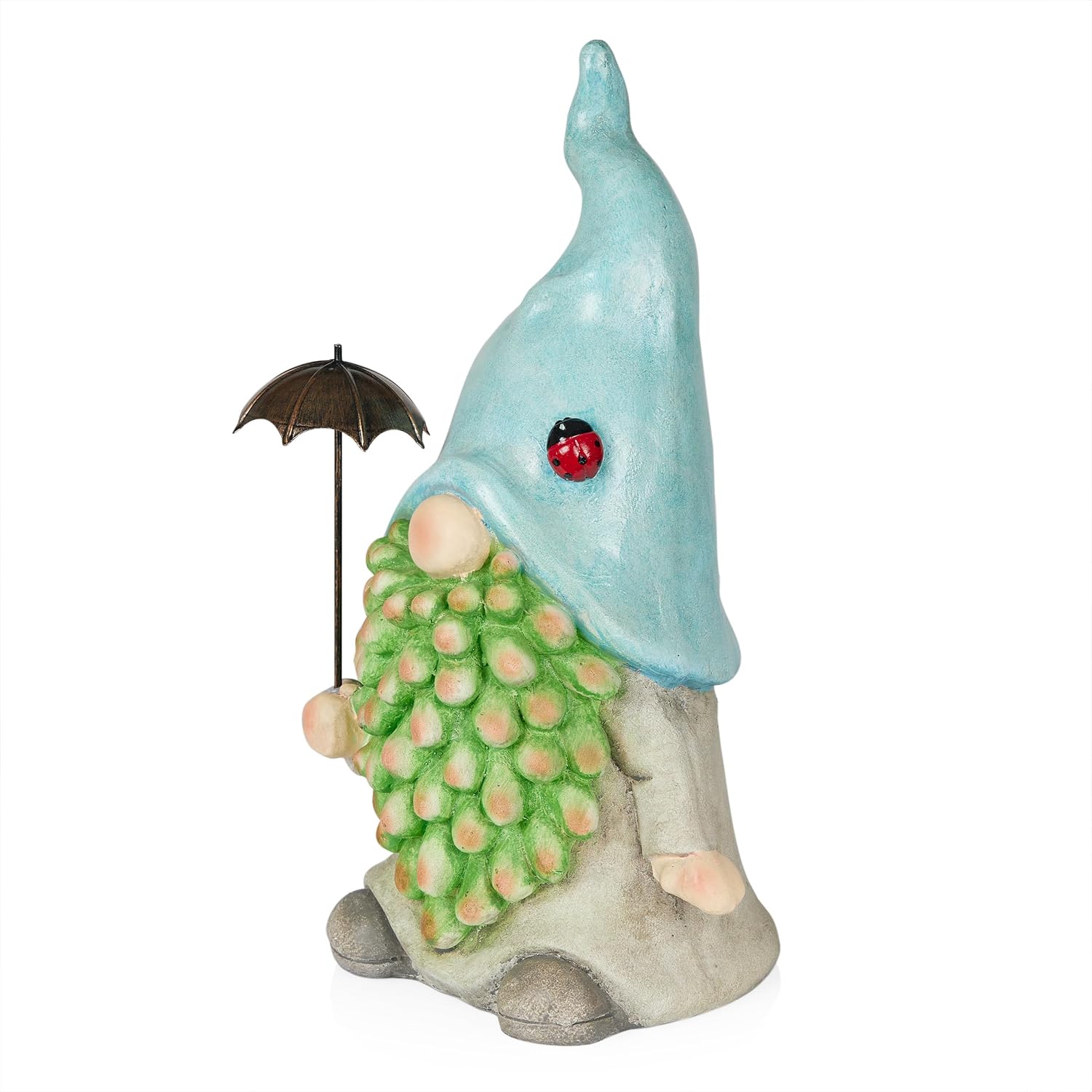 Alpine Corporation 12" Tall Traditional Outdoor Garden Gnome Yard Statue Decoration