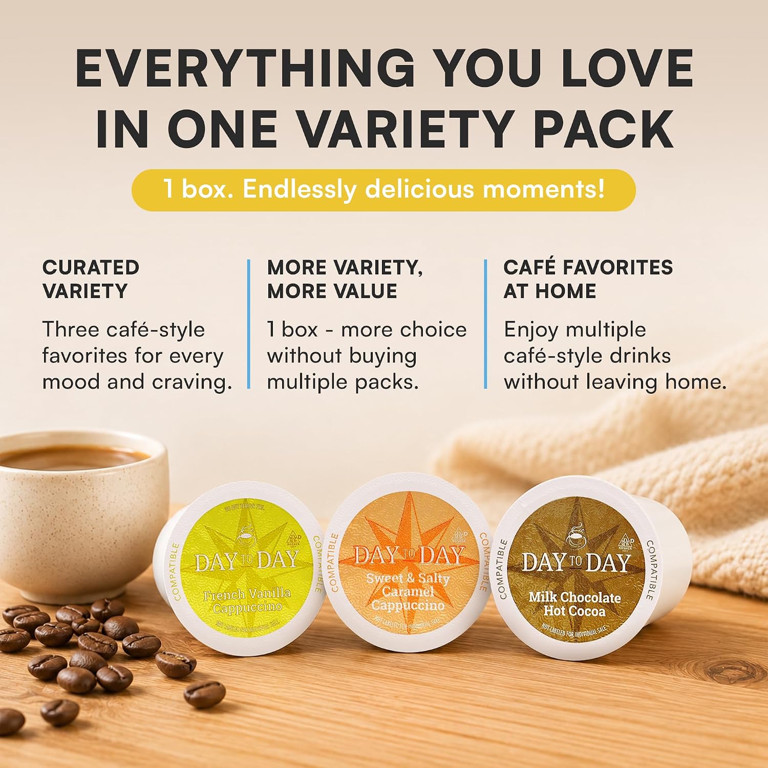Day To Day Coffee Pods, Breakfast Blend Medium Roast, 120 Count K-Cup | Compatible with Keurig K-Cup brewers. Bulk single serve pods for everyday morning coffee at home, office or breakroom