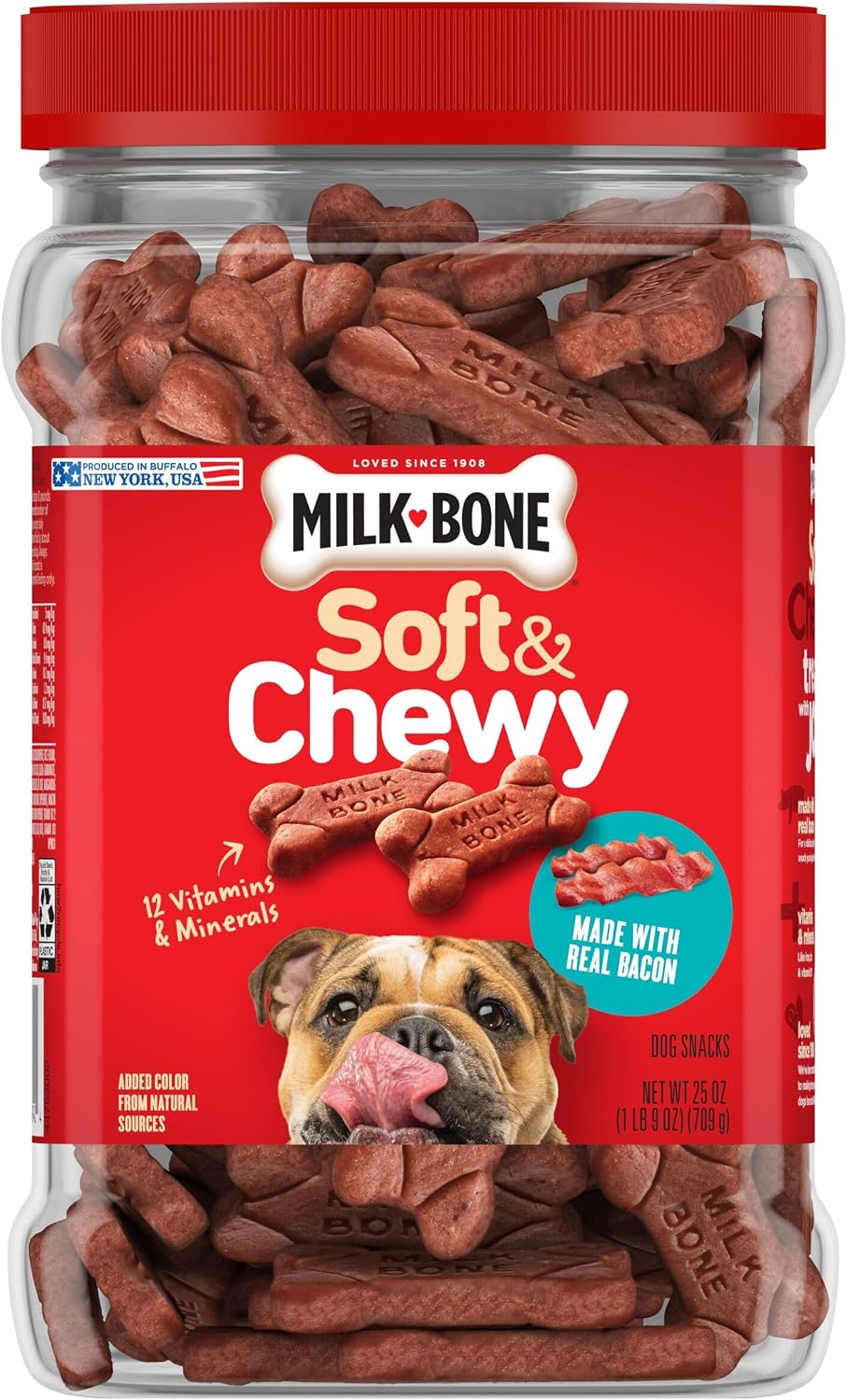 Milk-Bone Soft & Chewy Dog Training Treats, 25 oz Canister | Made with real chicken breast, soft dog treats for training and rewarding, 18% protein, fortified with vitamins and minerals
