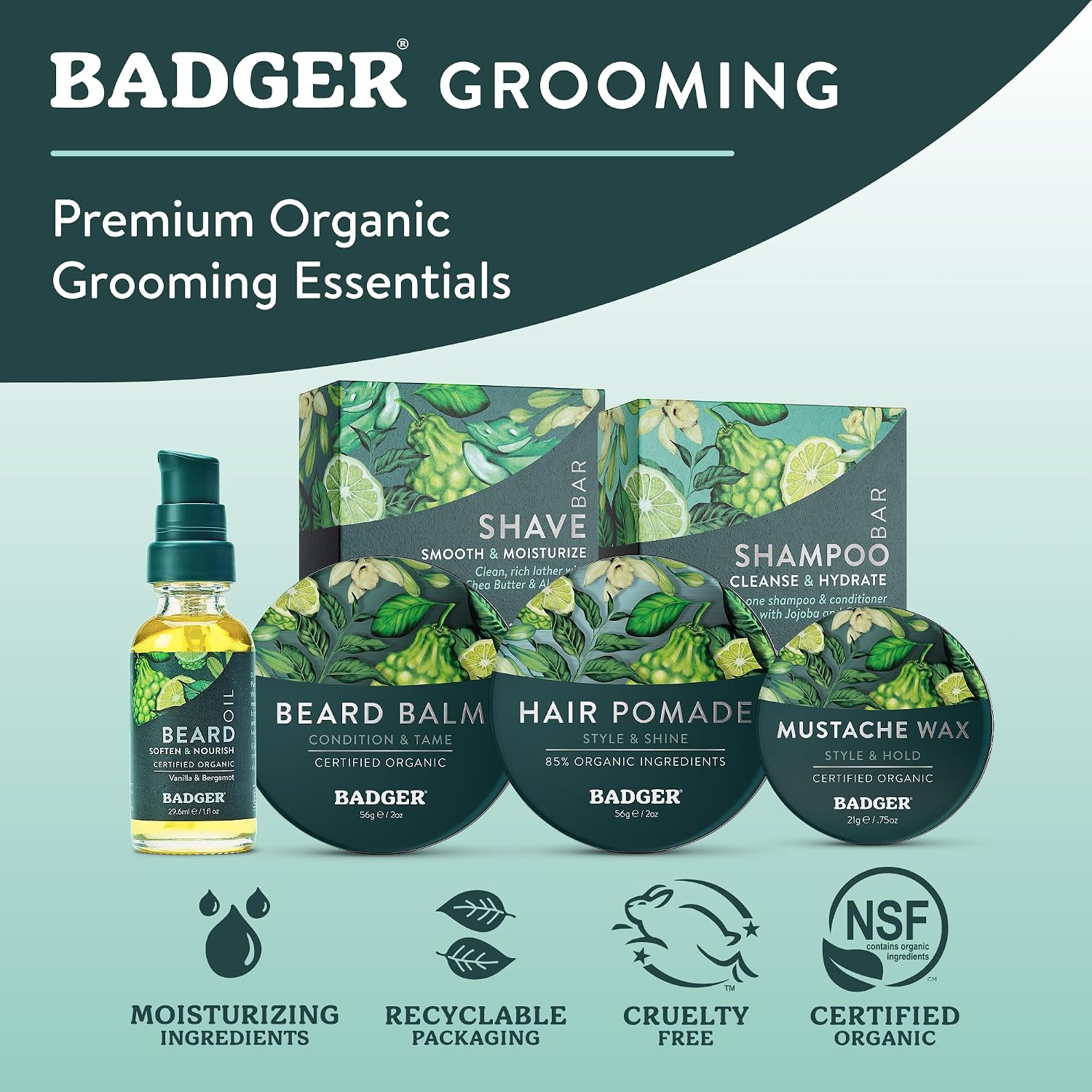 Badger Shaving Soap Puck, Organic Moisturizing Shave Soap Bar, Rich Lasting Lather, Light Natural Scent