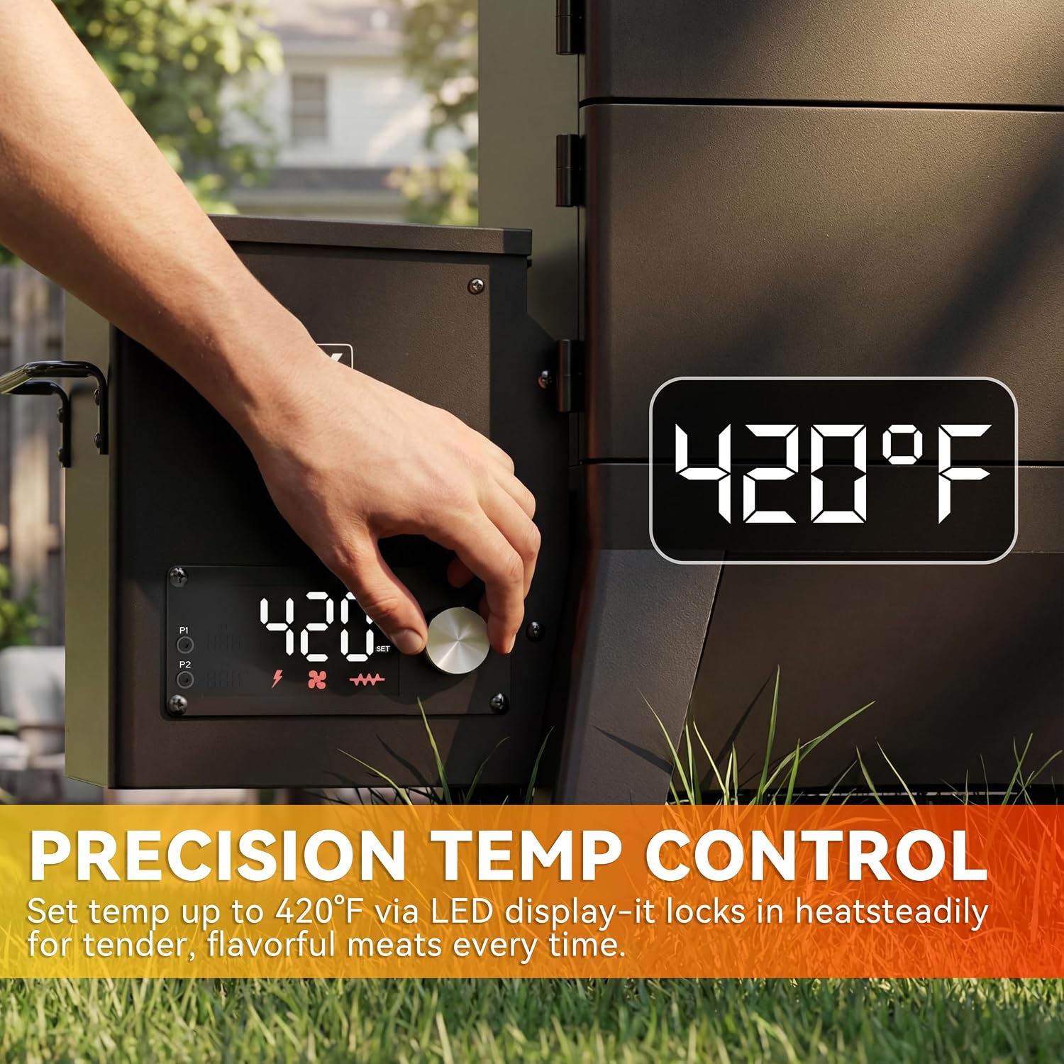 Electric Pellet Smoker with Rainproof Cover & Meat Probe, Vertical Pellet Smoker Grill with LED Display Temperature Control, 616 Sq.in