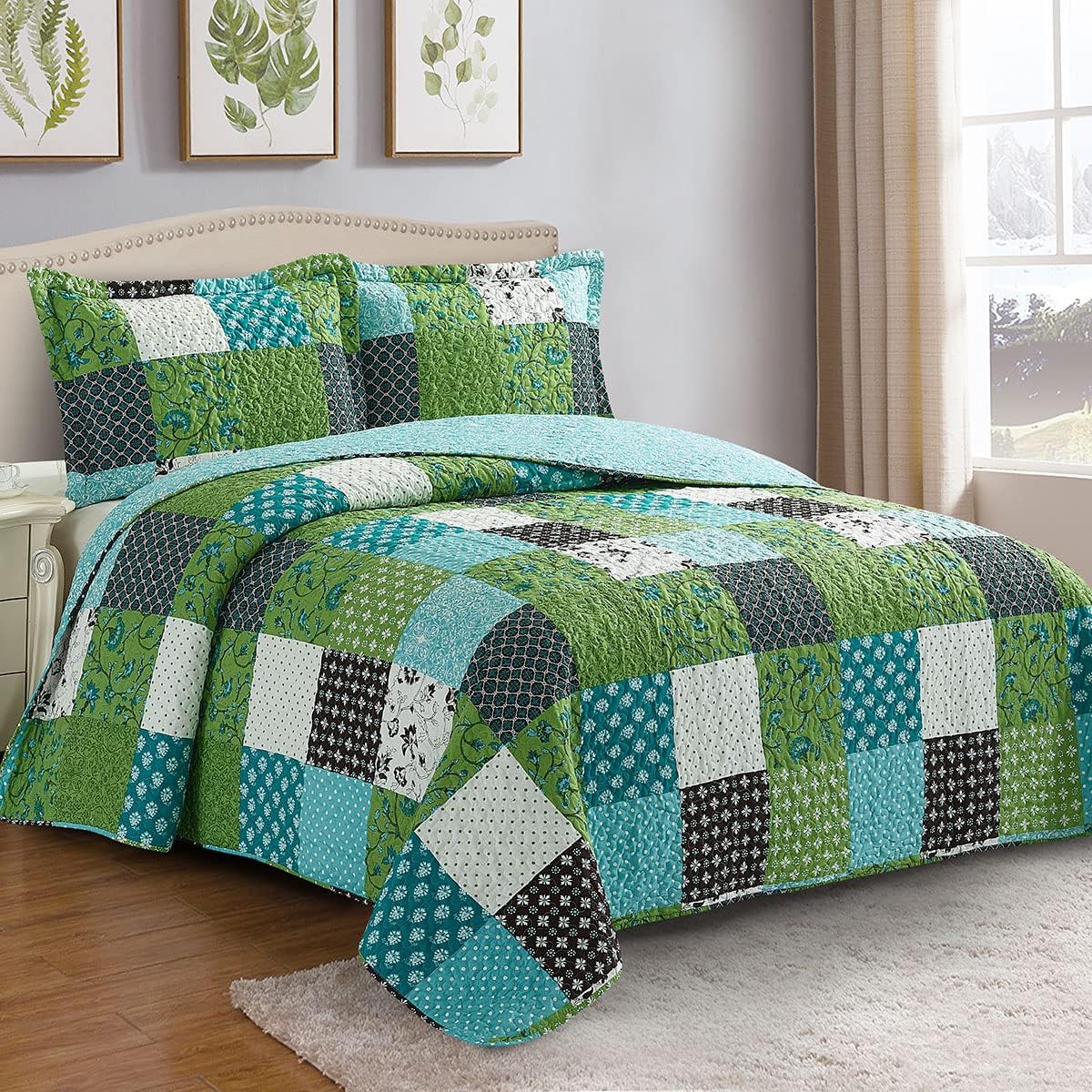 Royal Hotel Ayat Birds Oversized Coverlet Set Queen Size – Luxury Queen Quilt Bedspread, All Season Soft Filled Quilts