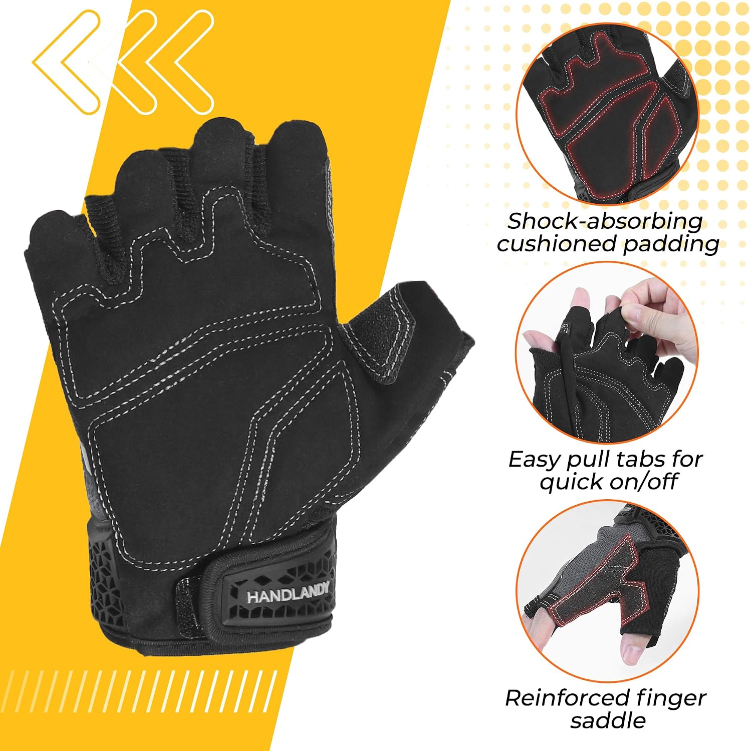HANDLANDY Framer Work Gloves Open-Finger Carpenters Gloves, Fingerless Gaming Gloves for Tactical Shooting, Airsoft, Hunting, Police Work and Hiking L