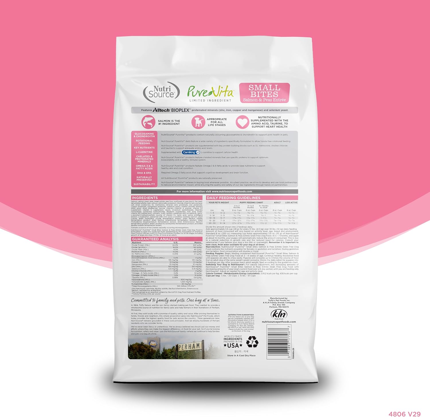 NutriSource Pure Vita Limited Ingredient Grain Free Dry Dog Food, Salmon and Peas, 25LB | Limited Ingredient, Single Protein, Sensitive Stomach, Allergy, Sweet Potato, Skin and Coat