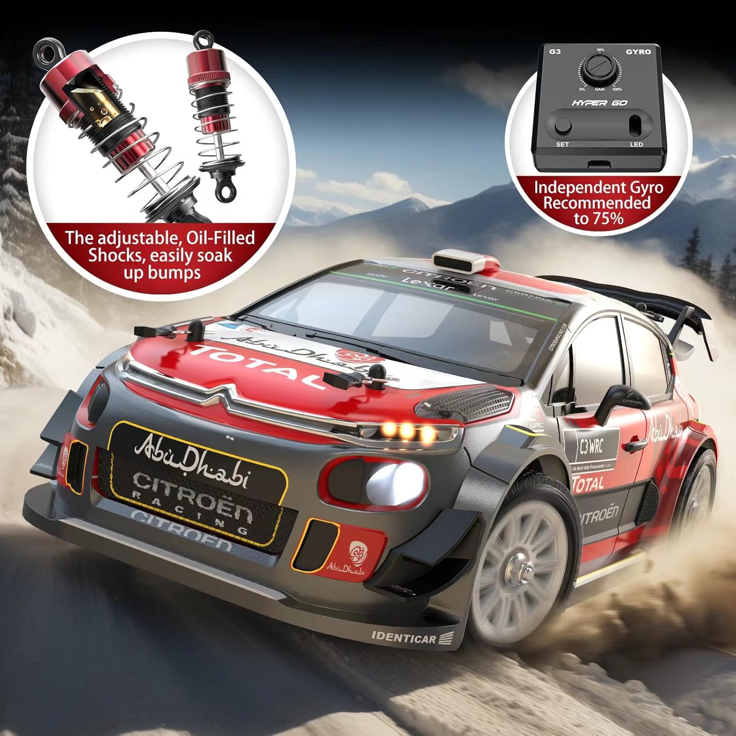 MJX Hyper GO 14303 1/14 Citroen C3 Fast RC Cars for Adults, Max 40mph Brushless RC Drift Car with Gyro, 4WD RTR High Speed RC Rally Car