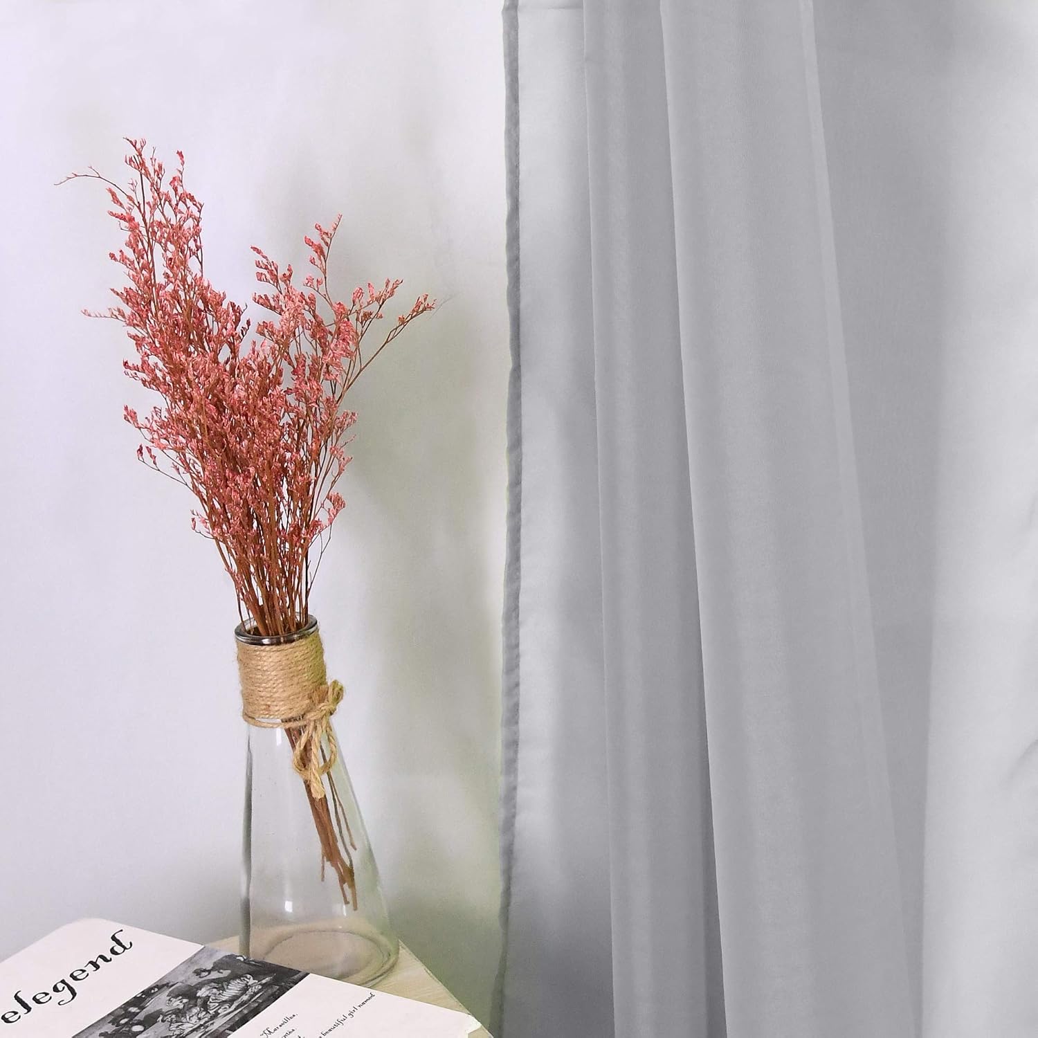 HUTO Light Pink Sheer Window Scarf Valances for Girls Room Sheer Soft Voile Curtain Scarves for Wedding Party 216 Extra Long