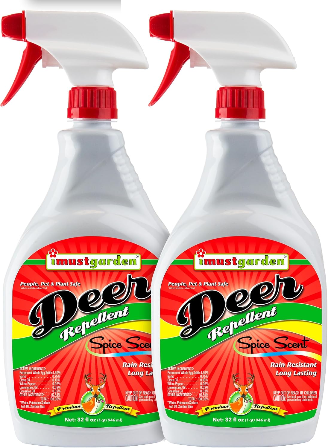 I Must Garden Deer Repellent: Powerful All-Natural Protection, 32oz Spice | Ready to Use Spray - Safe for Plants Pets & Pollinators - Pleasant Scent - Long-Lasting Control