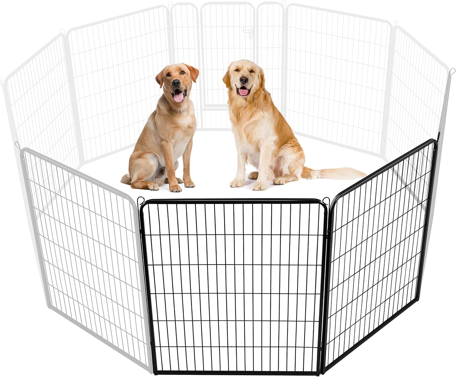 Yaheetech Dog Playpen 24in 16 Panels Pet Fence for Indoor Yard RV Camping | Easy Setup, Heavy Duty Rustproof Frame with Secure Latch Door, DIY Layouts,Foldable Storage, for Puppies & Small Dogs