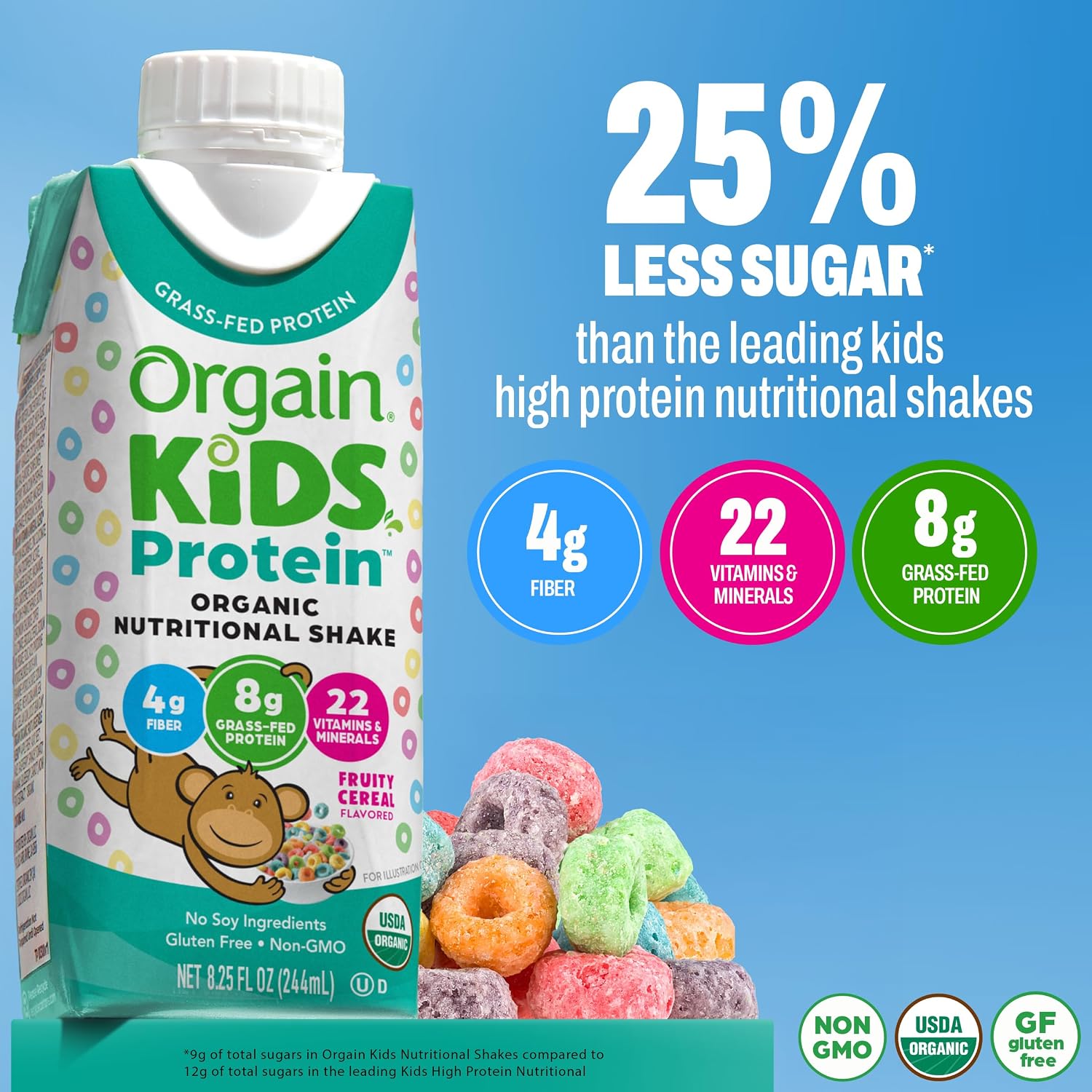 Orgain Organic Kids Dairy 8g Protein Shake, Chocolate, 8.25 oz, 12pk | Nutritional drink, grass-fed protein, 22 vitamins & minerals, 3g fiber, non-GMO, no soy, healthy snack for picky eaters