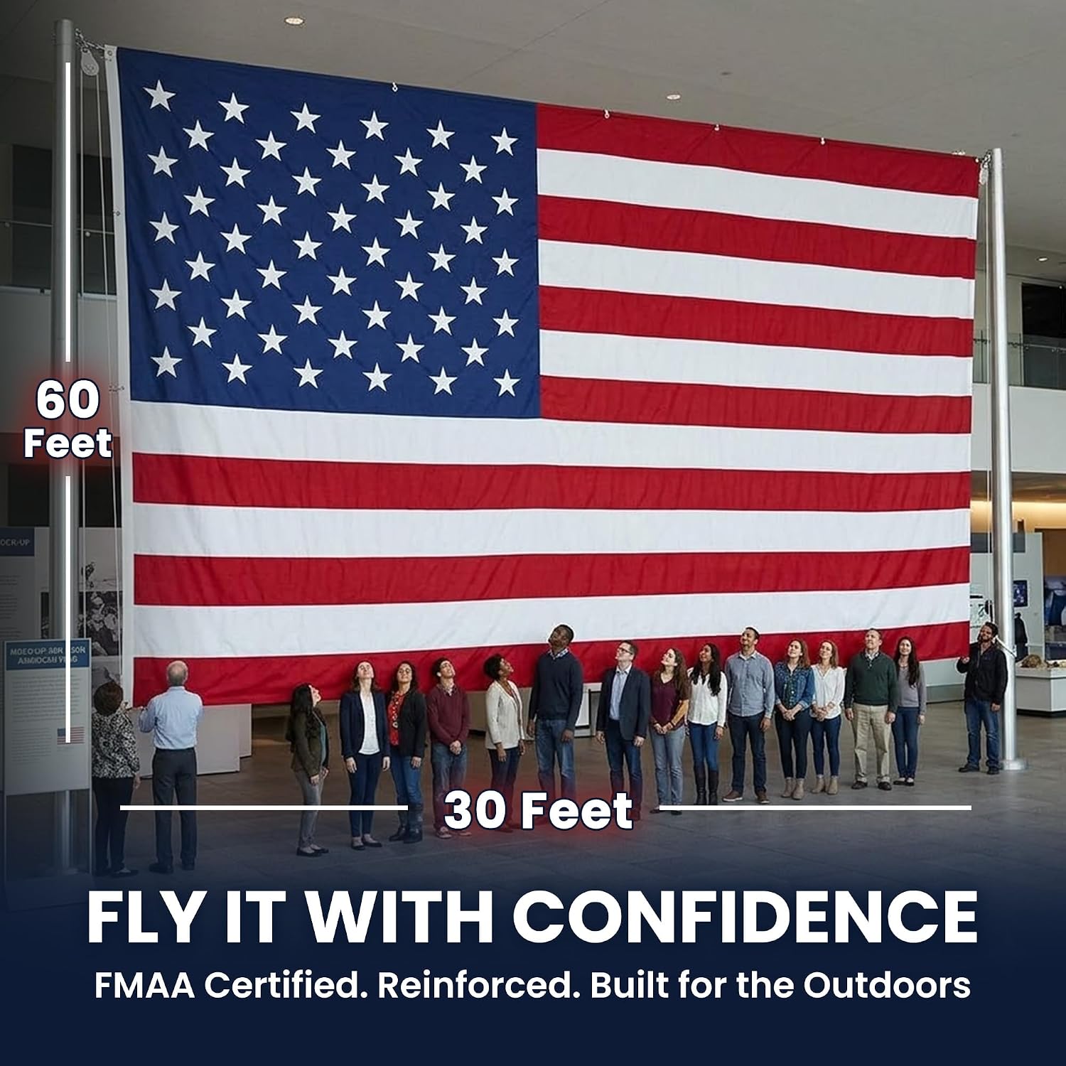 American Flag with Embroidered Stars and Sewn Stripes, Polyester - 6x10 ft | FMAA Certified PolyExtra Polyester Material, Heavy Duty Fade-Resistant American Flag for Outdoor or Indoor Use, Made in USA