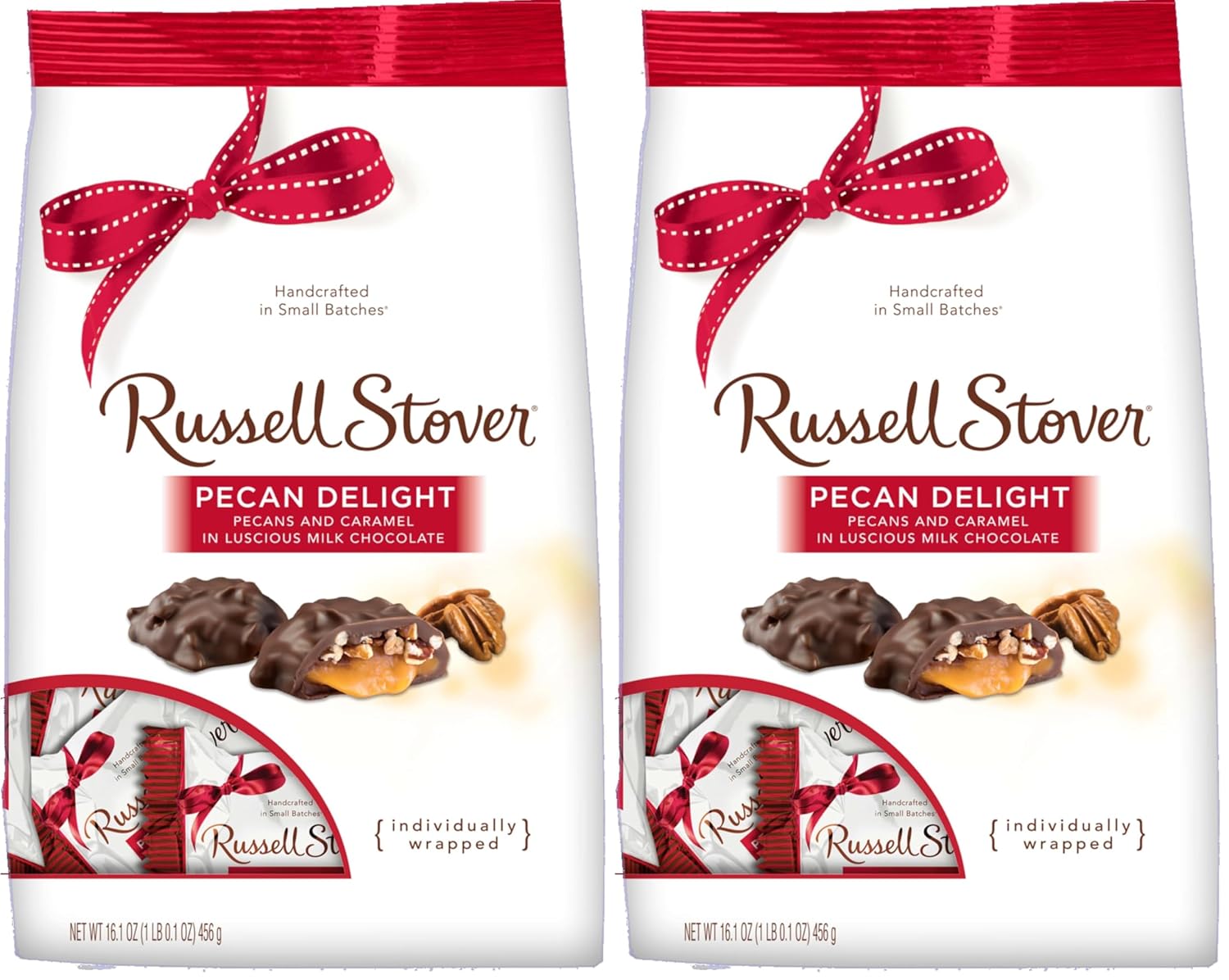 Russell Stover Pecan Delight Gusset Bag 16.10 Ounce Russel Stover Milk Chocolate Covered Candy Pack, Crunchy Pecans and Buttery Caramel Covered In Sweet Milk Chocolate Candy, Individually Wrapped | Individually Wrapped Pieces, Crunchy Pecans, Buttery Car…