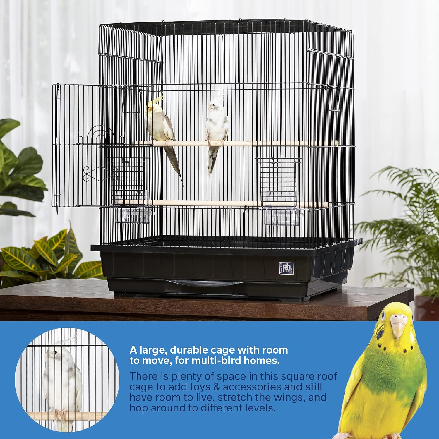Prevue Pet Products Square Top Parakeet Cage, White