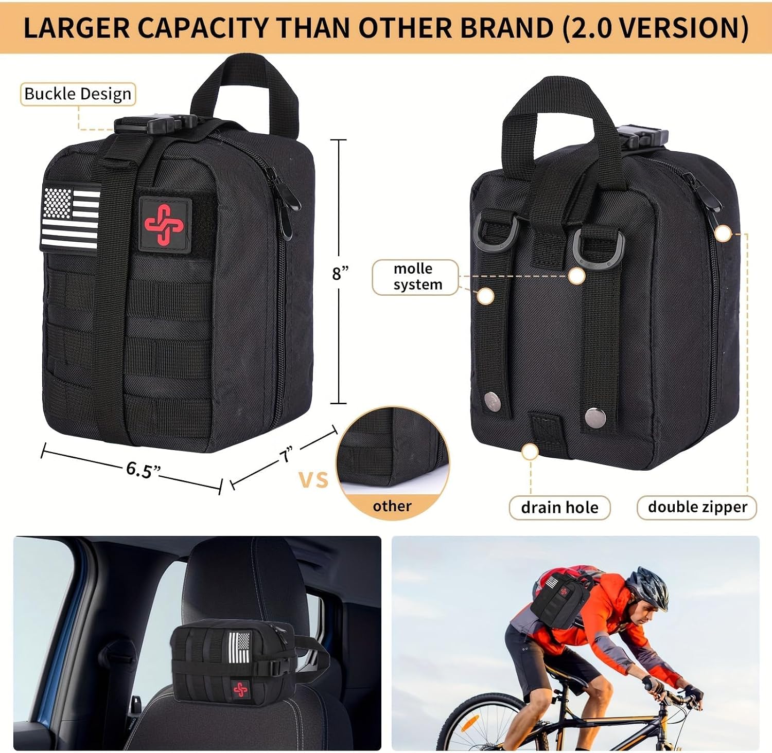 Survival Kit, 252Pcs Survival Gear First Aid Kit with Molle System Compatible Bag and Emergency Tent, Emergency Kit for Earthquake, Outdoor Adventure