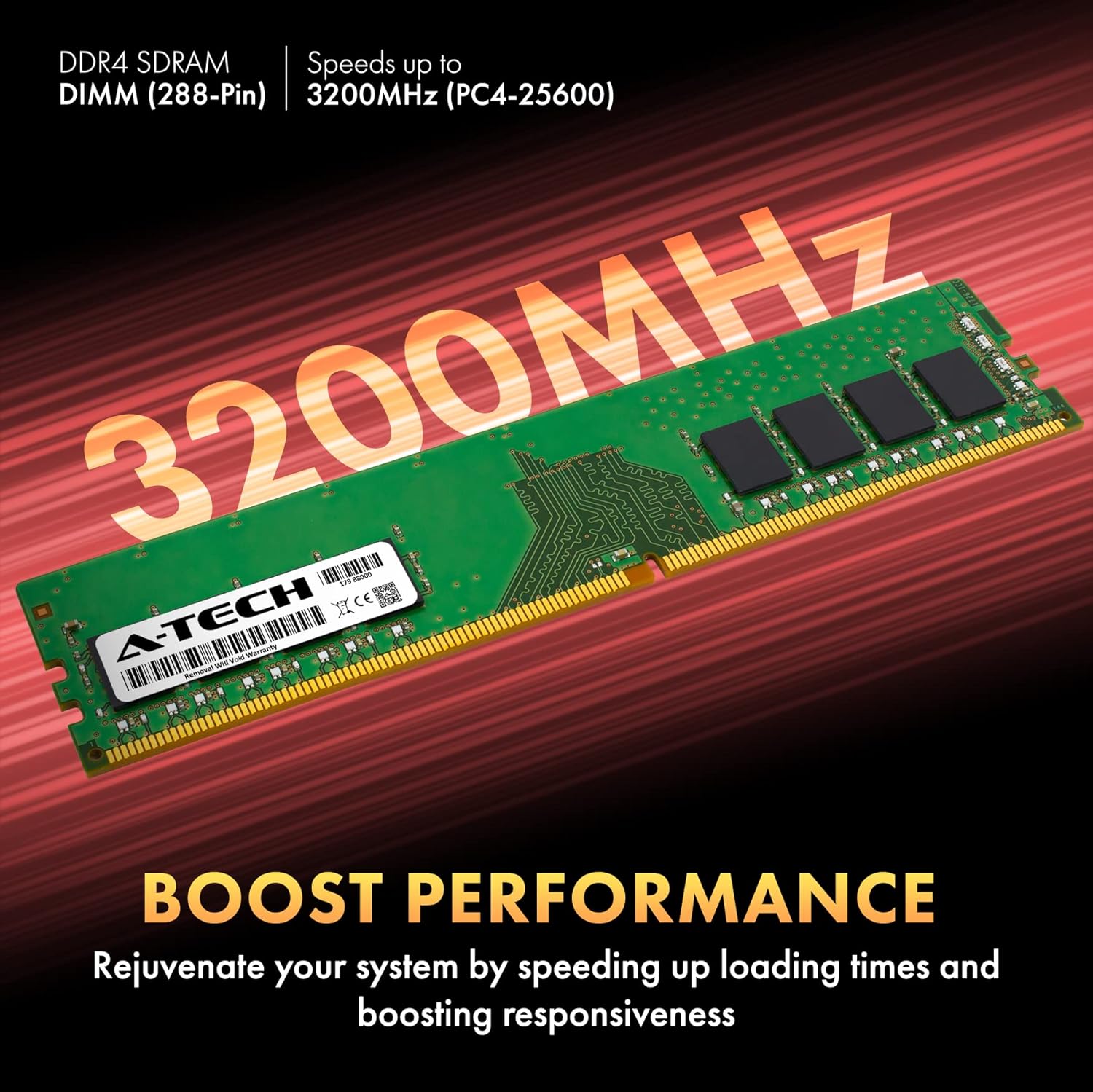 A-Tech 16GB DDR4 3200 MHz UDIMM PC4-25600 (PC4-3200AA) CL22 DIMM Non-ECC Desktop RAM Memory Module