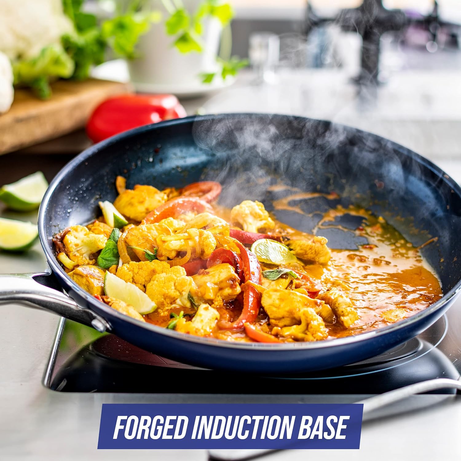 Blue Diamond Cookware Diamond Infused Ceramic Nonstick 8" Frying Pan Skillet, Induction, PFAS-Free, Dishwasher Safe, Oven Safe, Blue