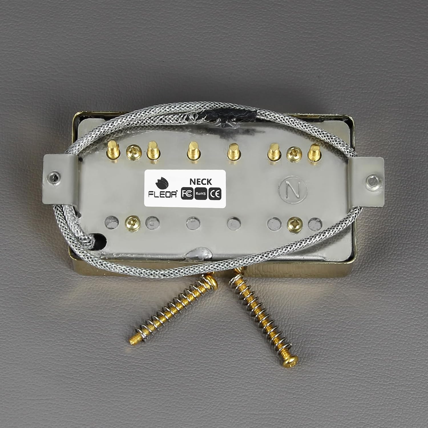 FLEOR Alnico5 Guitar Humbucker Pickup Set Chrome Bridge & Neck Pickups Compatible with LP style Guitar Part