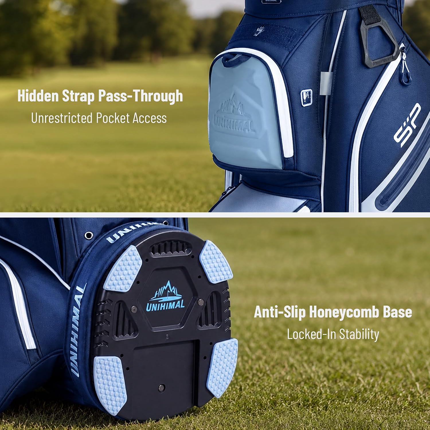 StablePoint Golf Cart Bag with 14-Way Full-Length Divider Top | S&T-Lock Golf Bag for Men with Magnetic Pocket, Cooler Pocket & Rain Cover