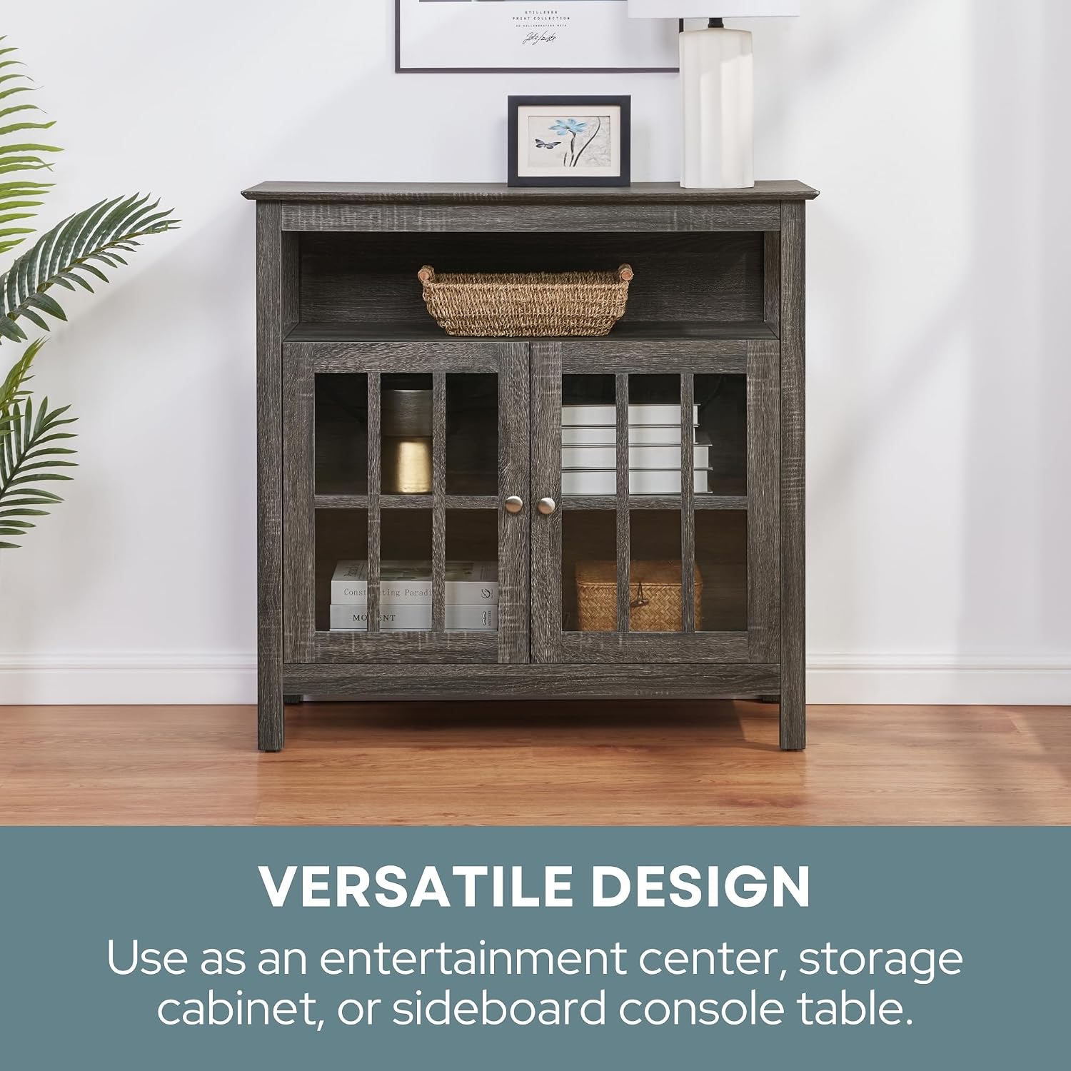Convenience Concepts Big Sur Highboy TV Stand with Storage Cabinets and Shelves in White Finish