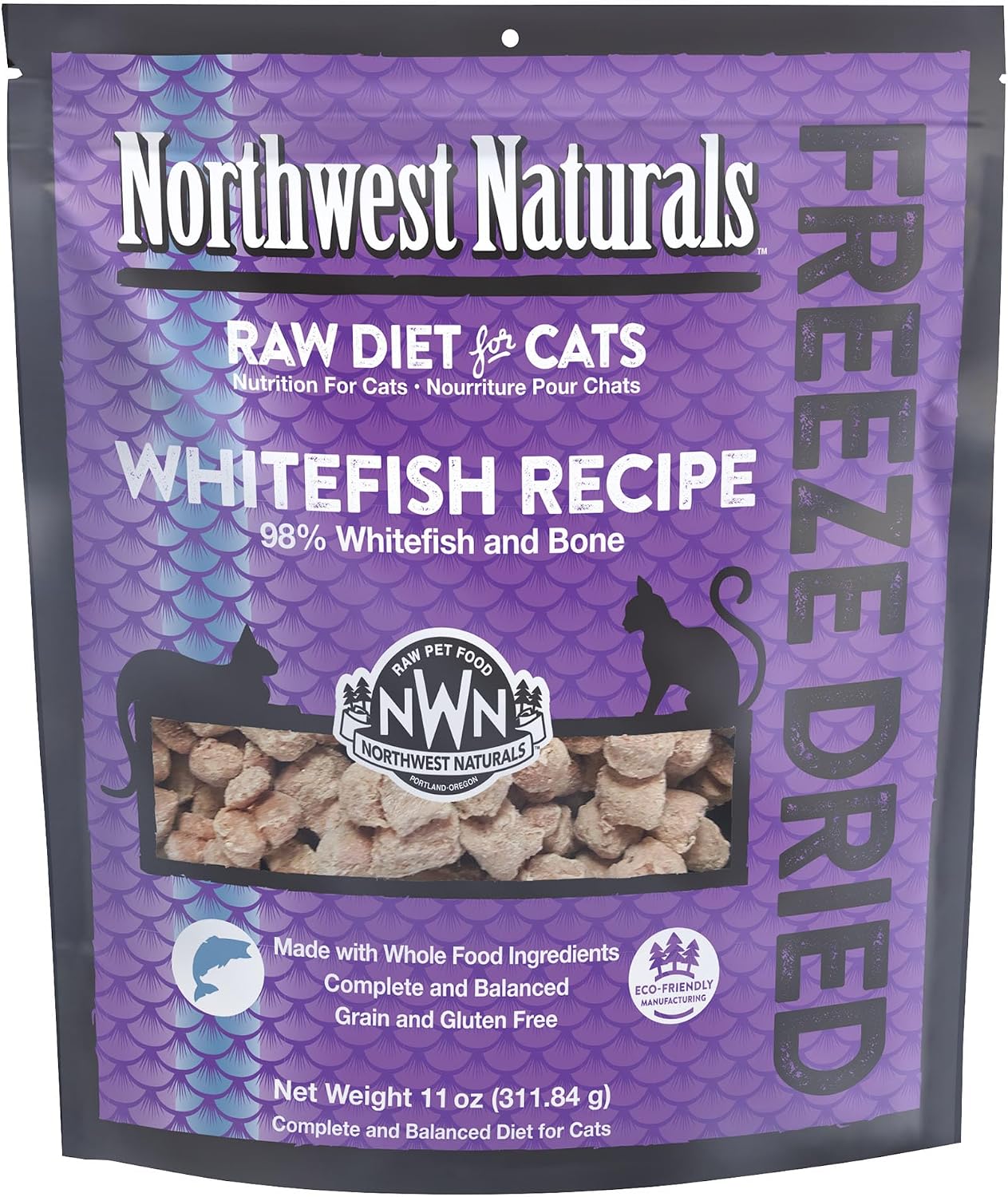 Northwest Naturals Freeze-Dried Turkey Cat & Kitten Food – Bite-Sized Nibbles – Healthy, Limited, Human-Grade Ingredients, All-Natural, High-Protein Raw Diet – Complete & Balanced, Made in USA, 11 oz