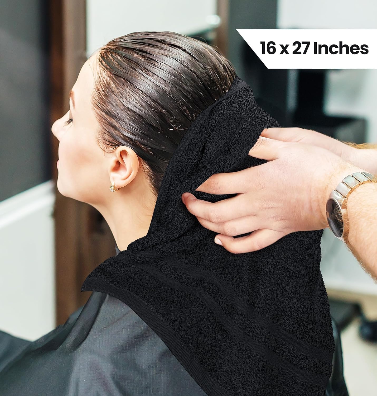 Utopia Towels Bleach Safe Salon Towels - Pack of 24 Black Hand Towels - (16 x 27 Inches), Salon Towels Bleach Safe