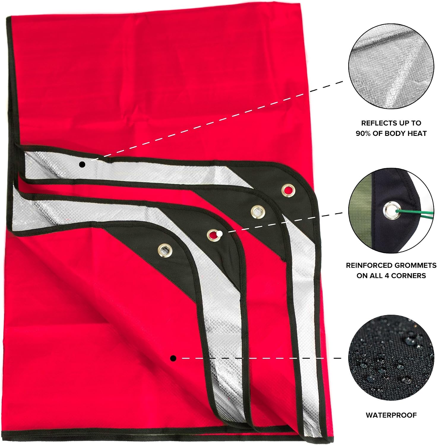 Arcturus Insulated Tarp, Reusable Heavy Duty Thermal Survival Blanket – 60x82in, Reflects 90% Body Heat, Waterproof, Windproof, 3-Layer Design, Reinforced Grommets, Olive Green | Reflective Mylar, Waterproof & Windproof, Reinforced Grommets for Tarp Setu…
