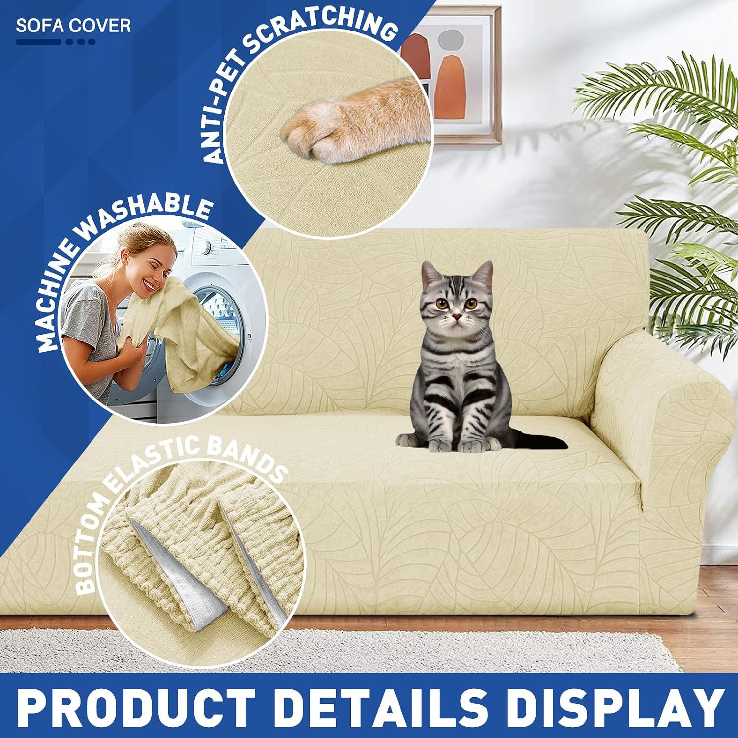 YEMYHOM Couch Cover Latest Jacquard Design High Stretch Sofa Covers for 2 Cushion Couch