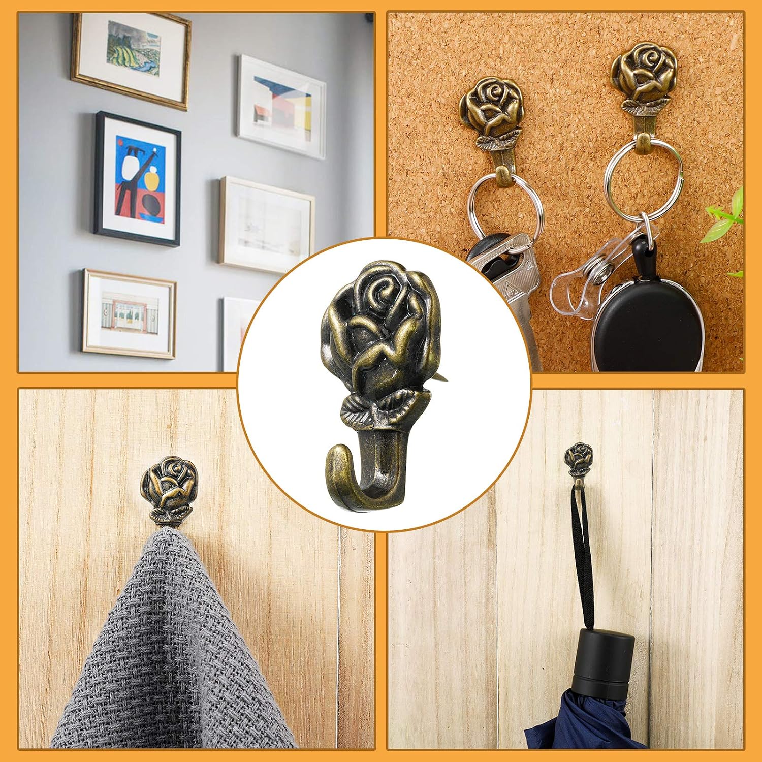 Hotop 20 Pieces Zinc Alloy Flower Push Pin Hangers Pin Hook,Lotus