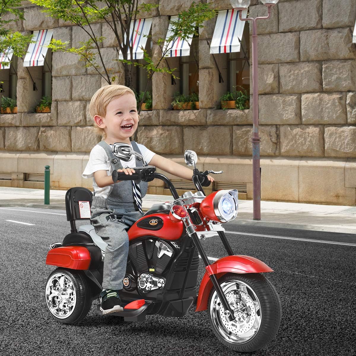 Costzon 6V Ride on Chopper Kids Motorcycle with Horn, Headlight (Red)