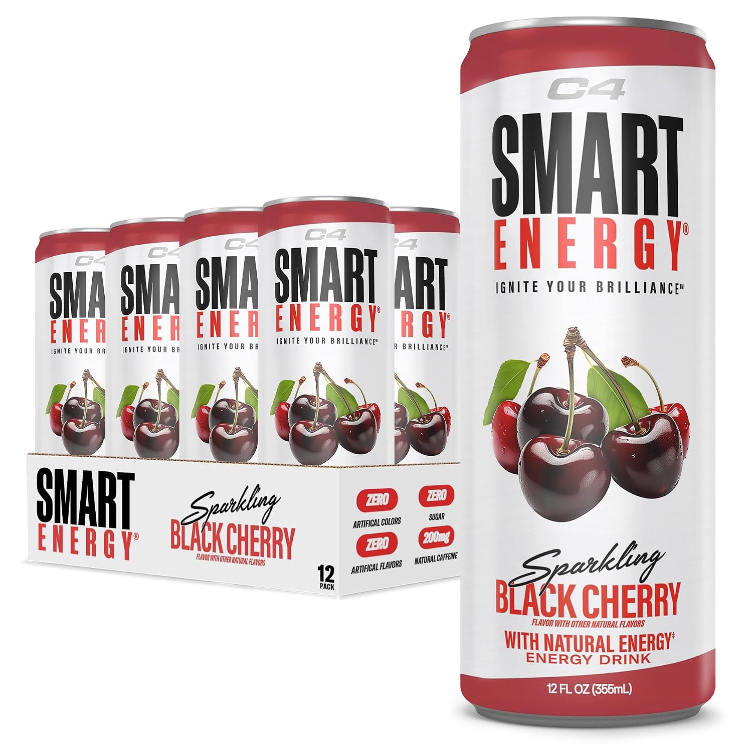 C4 Smart Energy Drink, 200mg Caffeine, 12 Fl Oz 12pk