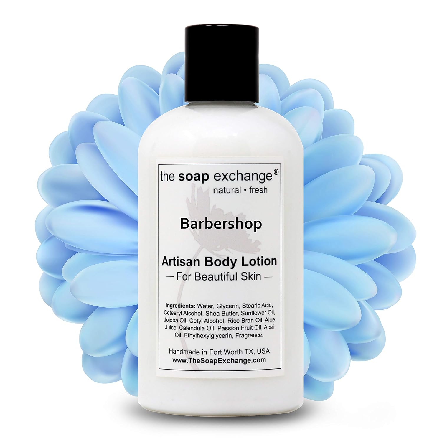 The Soap Exchange Body Lotion - Strawberries & Champagne Scent - Hand Crafted 8 fl oz / 240 ml Natural Artisan Skin Care for Hand, Face, & Body, Moisturize, Hydrate, & Protect. Made in the USA.