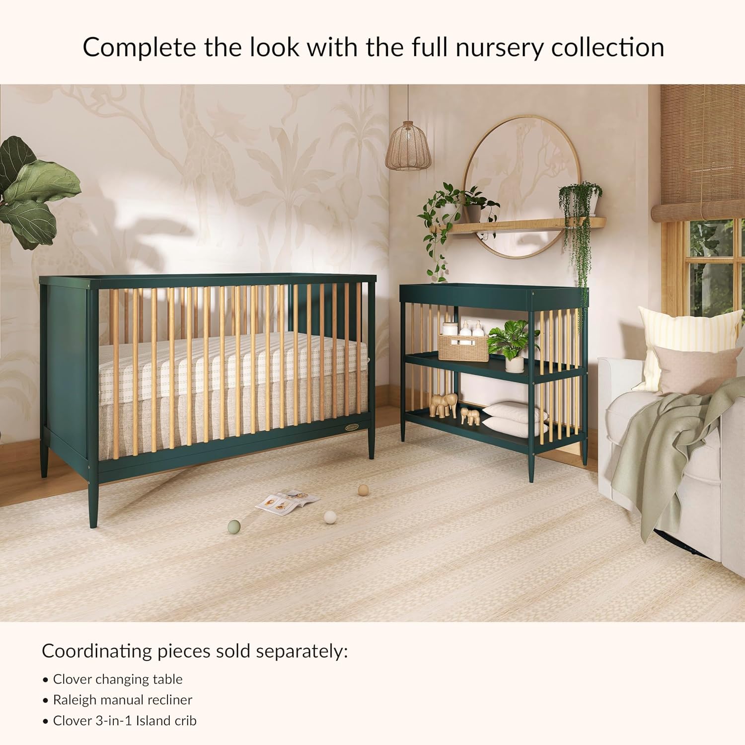 Dream On Me Clover Changing Table with Rounded Spindles in White