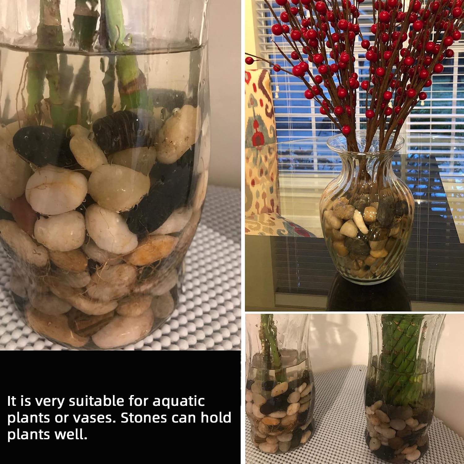 Pebbles for Plants 3 lb Natural Garden Decorative Stone Outdoor Aquariums Gravel 1-1.5 Inches