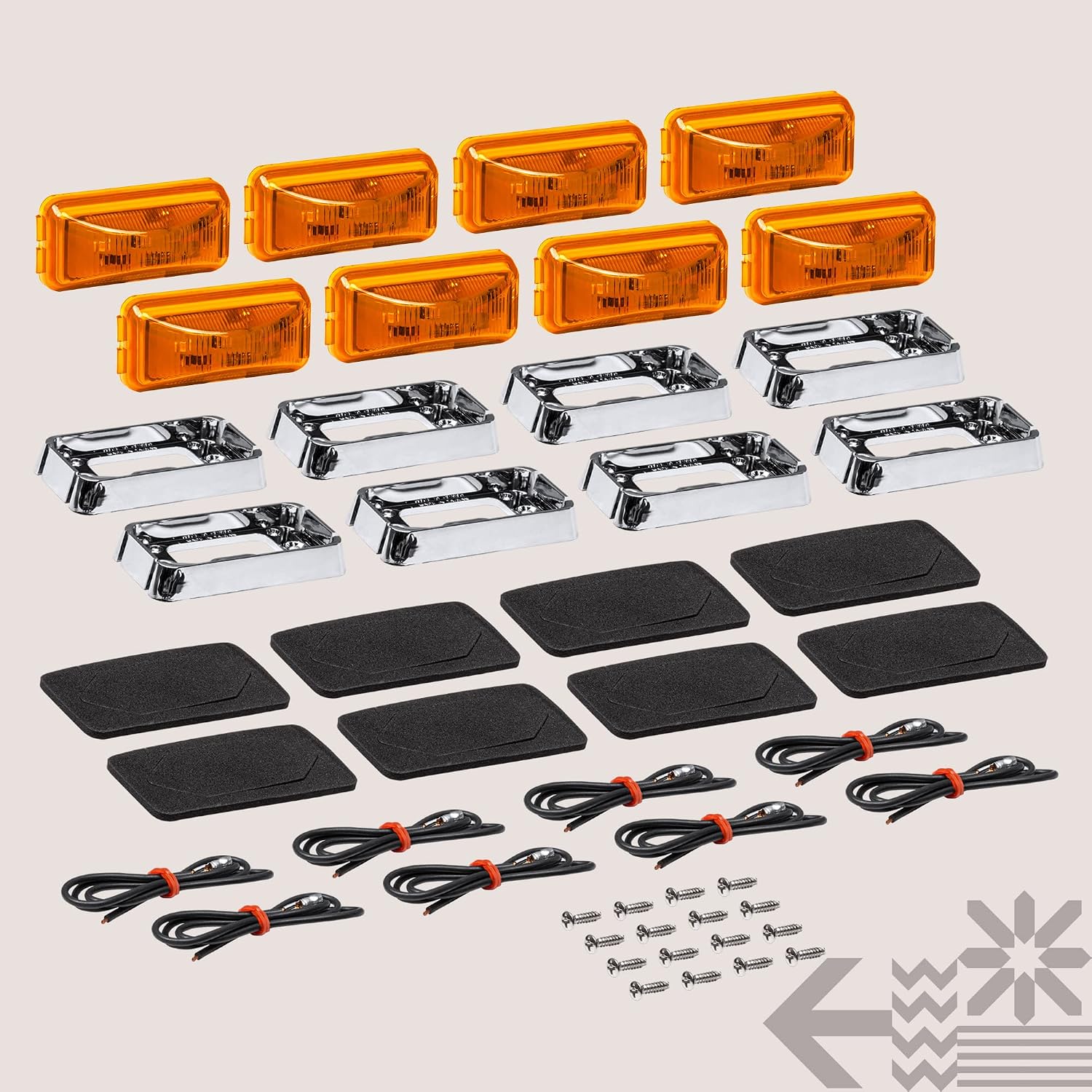 TRUE MODS 2pc 2.5" Amber Rectangle LED Trailer Marker Lights for Truck RV