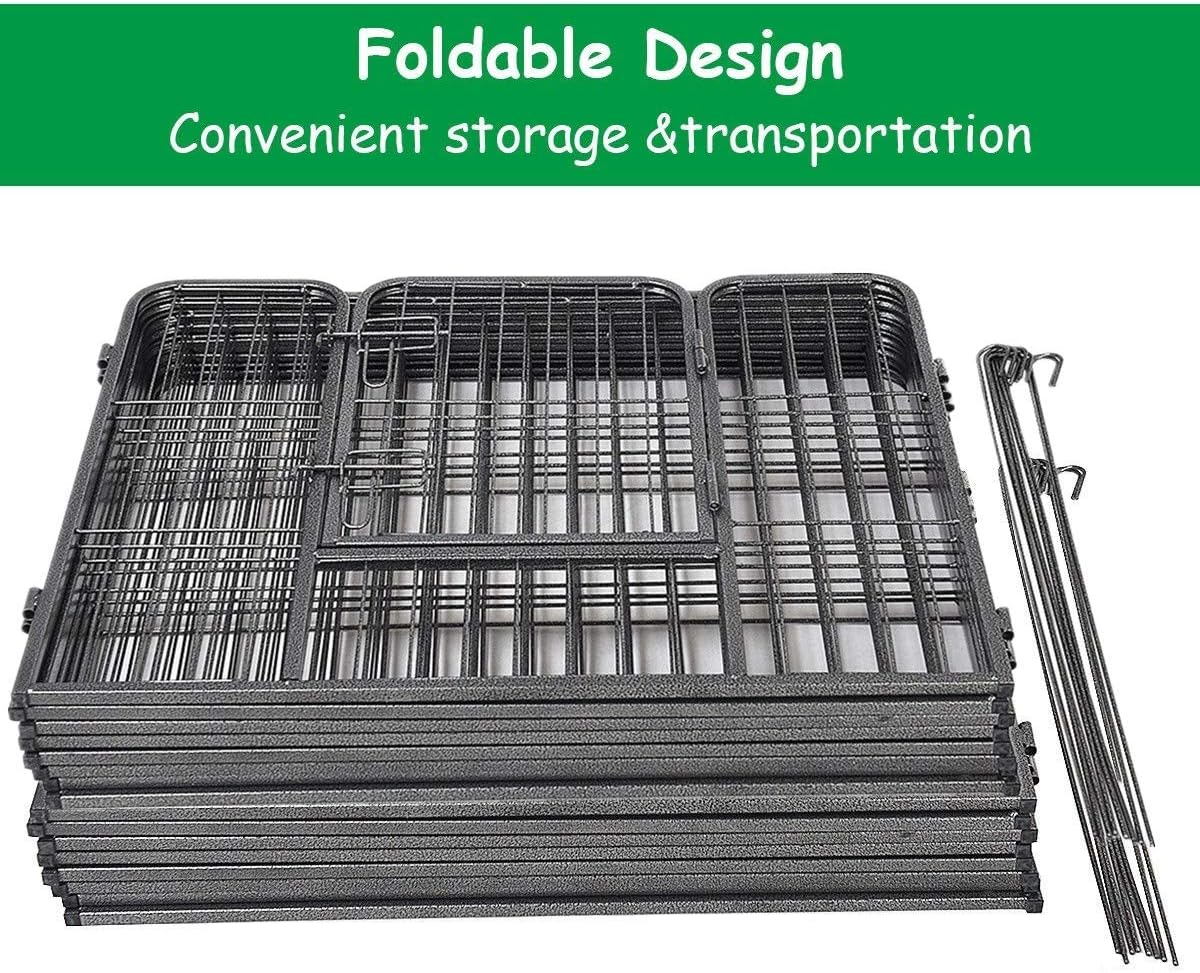 S AFSTAR 16 Panels Metal Dog Playpen, 48" Height Dog Fence Exercise Pen with Doors for Large Medium Small Dogs Rabbits Cats, Foldable Pet Puppy Playpen for Indoor & Outdoor Yard (Black)