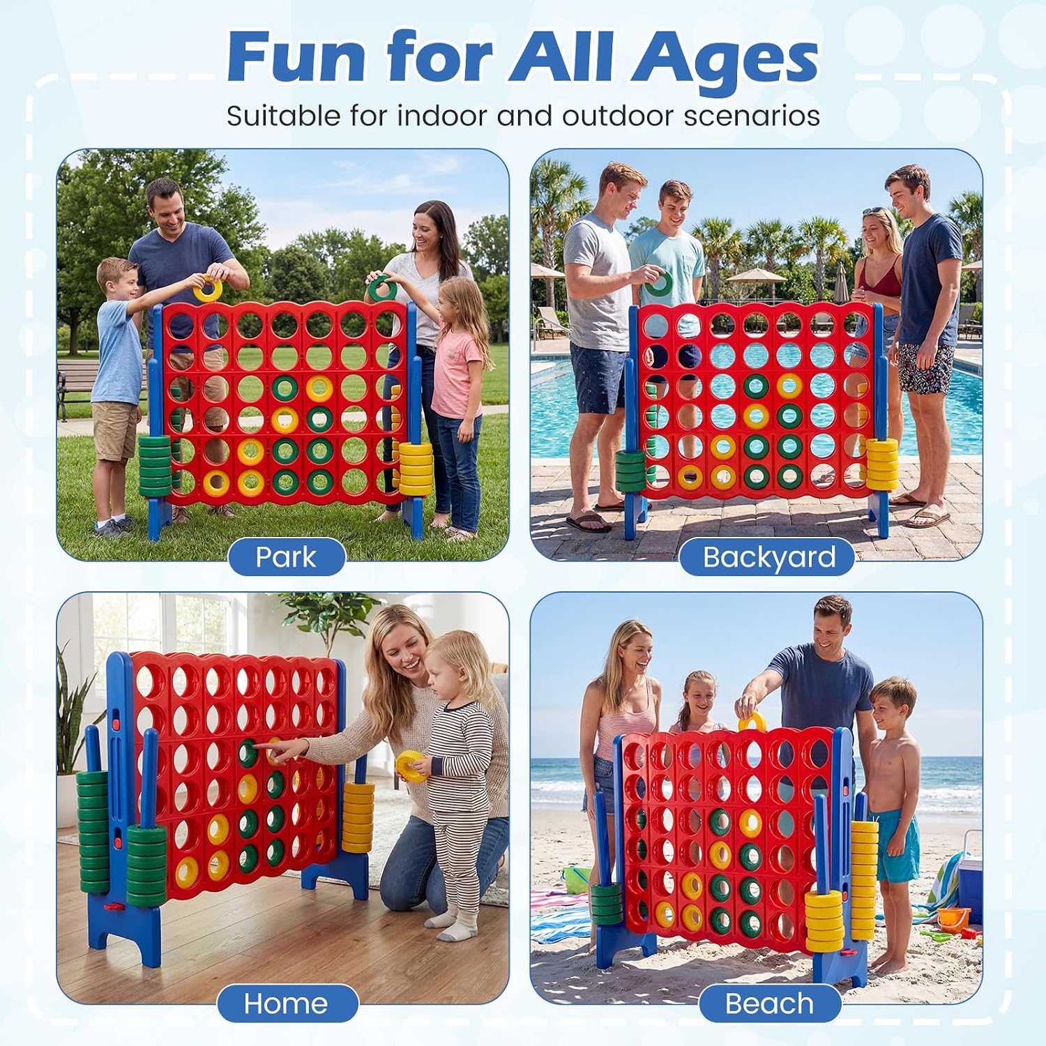 Costzon Giant 4-in-A-Row, Jumbo 4-to-Score Giant Game Set for Kids & Adults, Indoor Outdoor Yard Connect Game