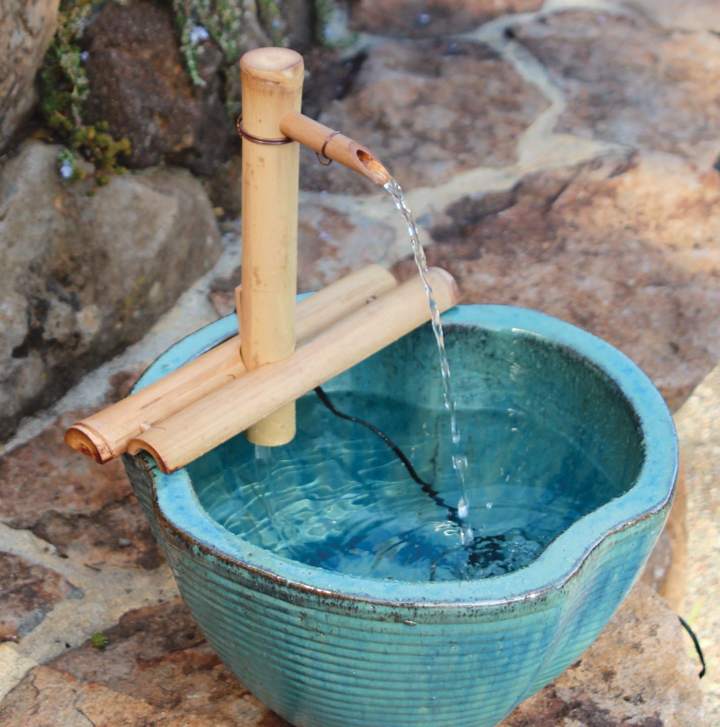 12" Adjustable Bamboo Fountain Kit with Pump – Classic Zen Water Feature for Bowls, Basins, Water Gardens & Patio Decor