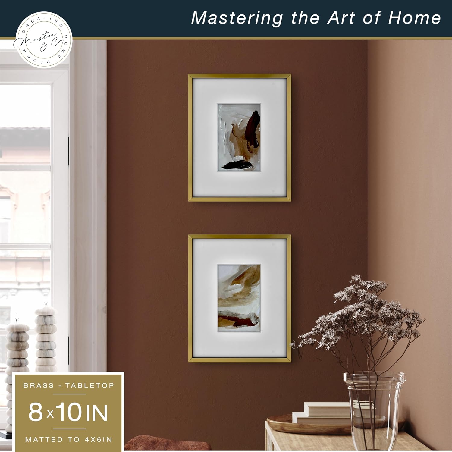 MCS Master & Co. Foundry Metal Picture Frame, 12x12 Matted to 8x8