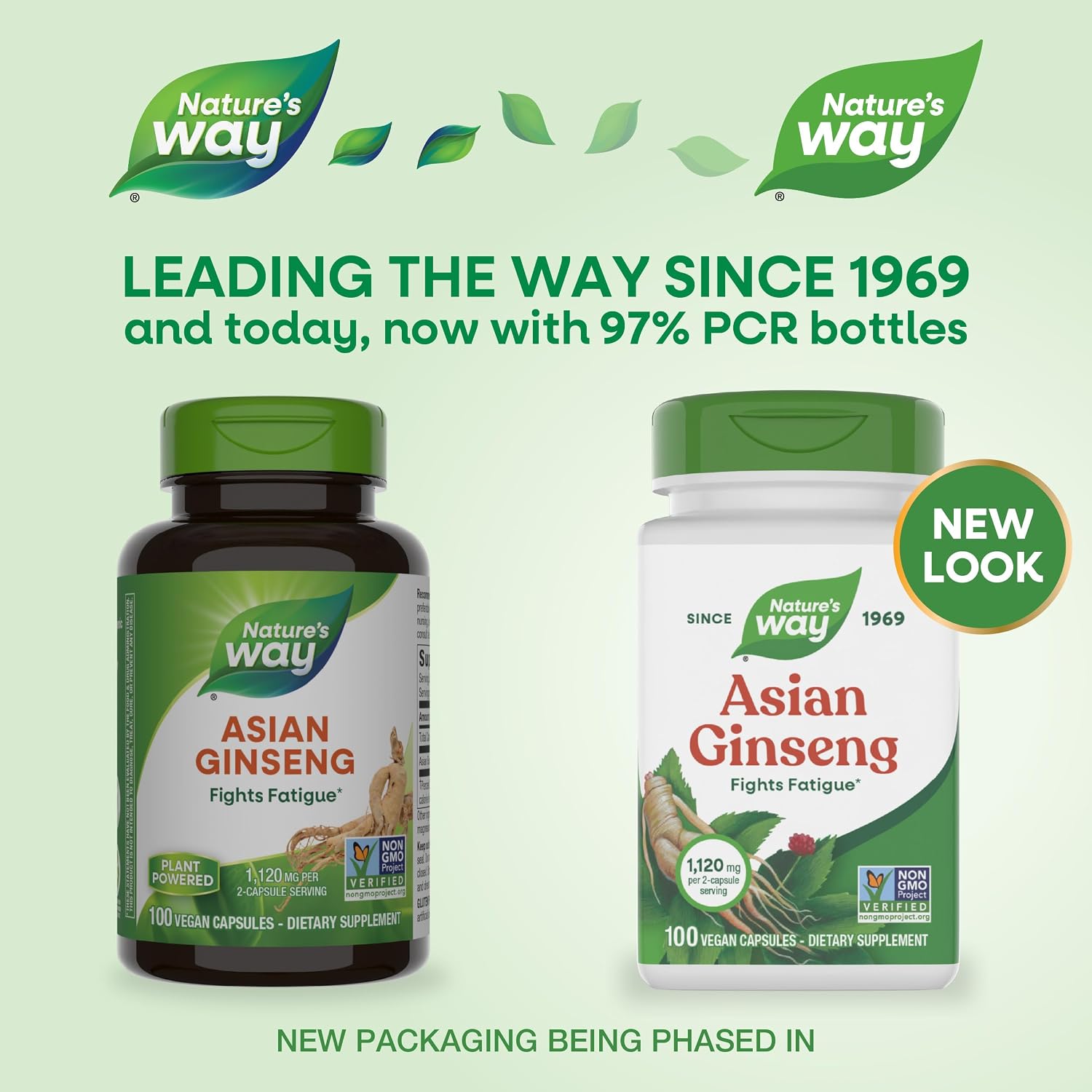 Nature's Way Asian Ginseng, Fights Fatigue*, 1,120mg per Serving, 100 ct | Dietary Supplement, Non-GMO Project Verified, Vegan Capsules
