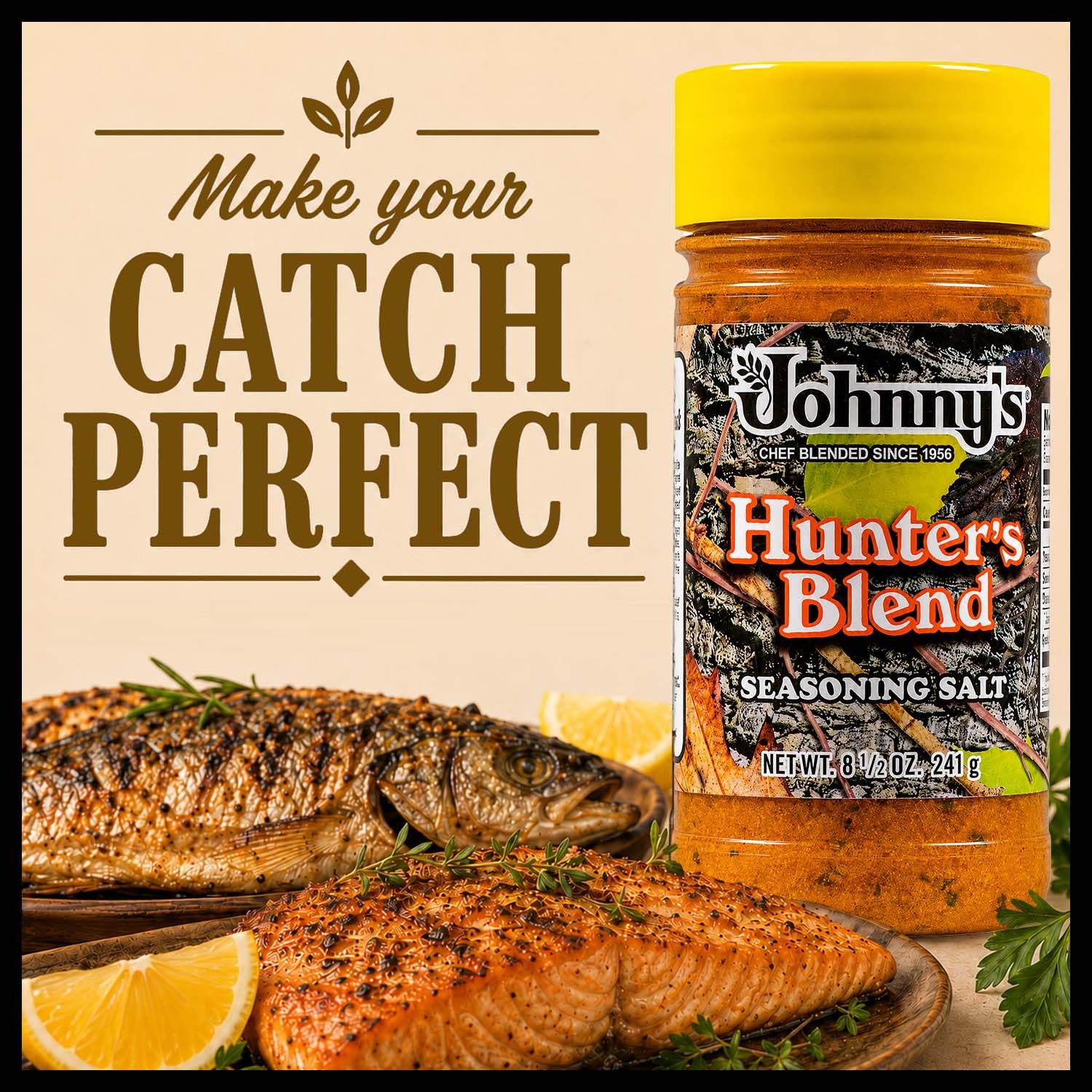Johnny's - Hunter Seasoning Salt - 8.5 oz | Savory Seasoning Blend, Great For Wild Game, Beef, Poultry, Vegetables, Grilling